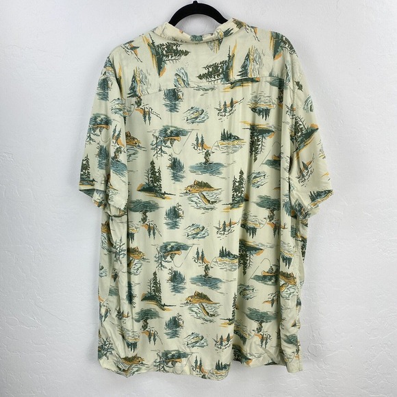 Vintage Croft & Barrow Button Down Camp Shirt Mens XXL Fishing Mountains Outdoor - Picture 8 of 8